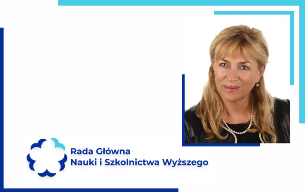 Grafika informacyjna do aktualności - Prof. Barbara Rymsza członkiem Rady Głównej Nauki i Szkolnictwa Wyższego nakadencję 2022-2025