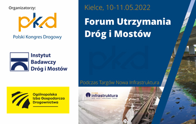 Grafika informacyjna do aktualności - II Forum Utrzymania Dróg i Mostów, Kielce, 10-11 maja 2022 r.