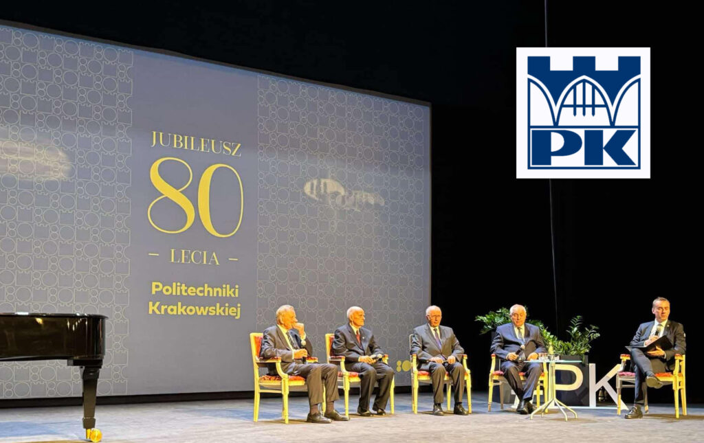 Grafika informacyjna do aktualności - Politechnika Krakowska im. Tadeusza Kościuszki ma 80 lat!