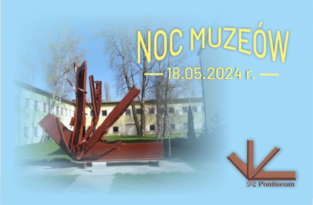 Grafika informacyjna do aktualności - Noc Muzeów w Warszawie - zwiedzanie Pontiseum na terenie IBDiM