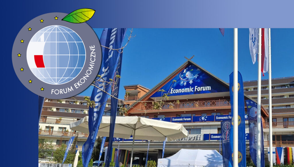 Grafika informacyjna do aktualności - IBDiM na XXXIII Forum Ekonomicznym w Karpaczu