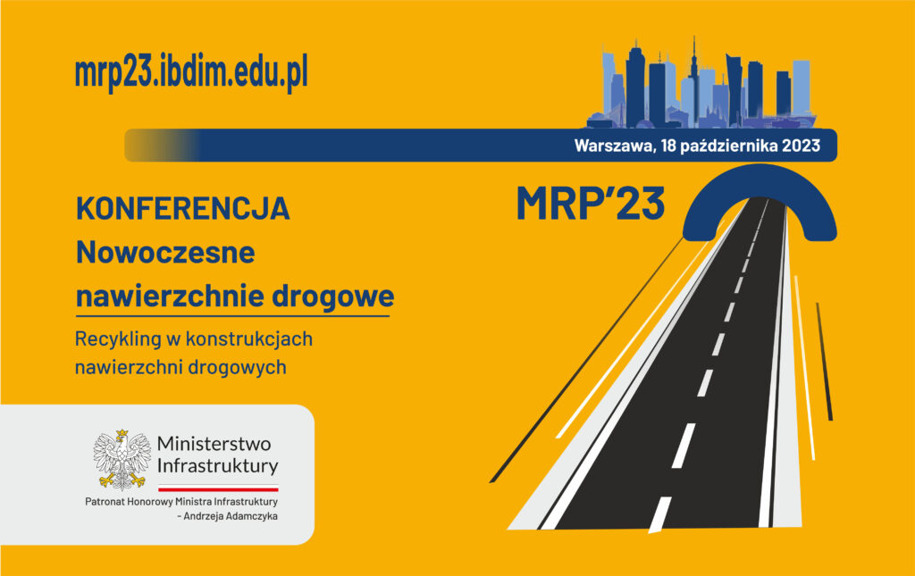 Grafika informacyjna do aktualności - Patronat honorowy Ministra Infrastruktury nad konferencją MRP'23