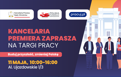 Grafika informacyjna do aktualności - Targi Pracy w Kancelarii Premiera