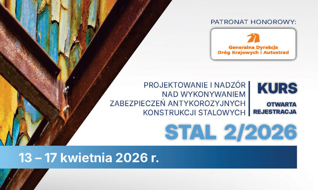 Grafika informacyjna - Kurs "Projektowanie i nadzór nad wykonaniem zabezpieczeń antykorozyjnych na konstrukcjach stalowych" STAL 2/2026