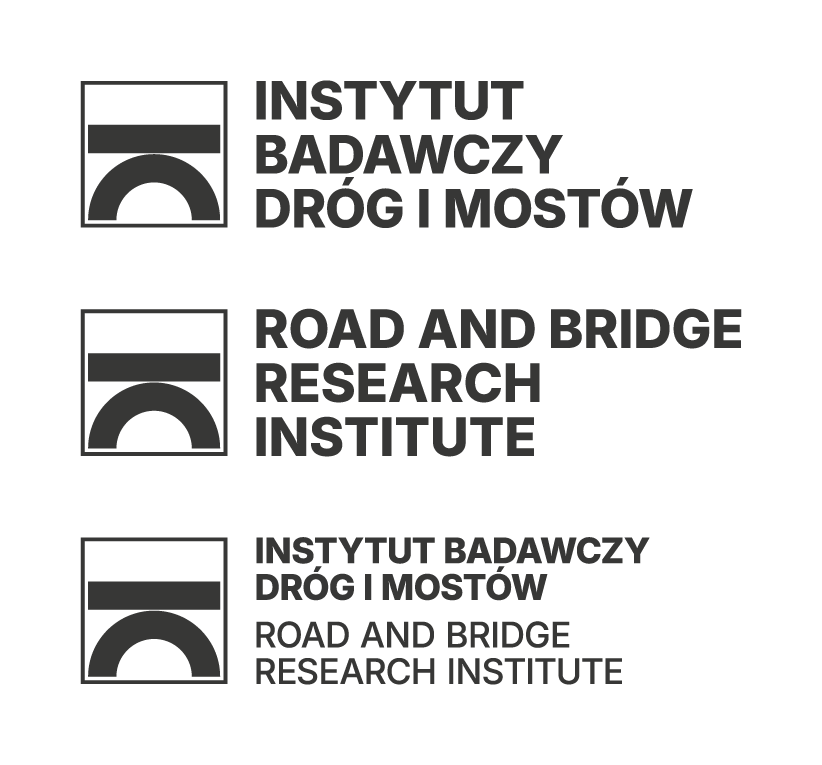 Trzy warianty językowe logo IBDiM, kolejno: polskojęzyczna, anglojęzyczna, dwujęzyczna – grafika ozdobna.