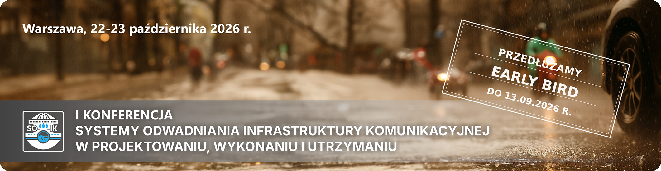 Baner konferencji SOIK2026 z pieczatka przedłużenia rejestracji early bird