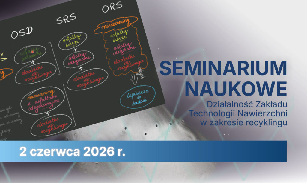 grafika do relacji z Seminarium Naukowego Zakładu Technologii Nawierzchni przedstawiająca czarny asfalt