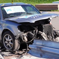 Galeria - test zderzeniowy samochodu osobowego ze stalową barierą drogową - poligon IBOS Inowrocław - ICRASH25